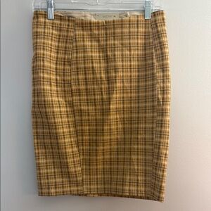 Liverpool 26 or size 2 Plaid brown yellow Tan Skirt NWT Stitchfix Office/Spring